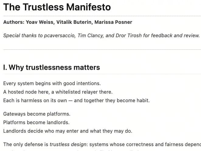 Featured image for Trustless Manifesto